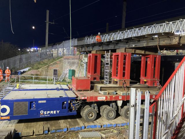 Osprey SPMT installing Rail Bridge in Warrington for Network Rail