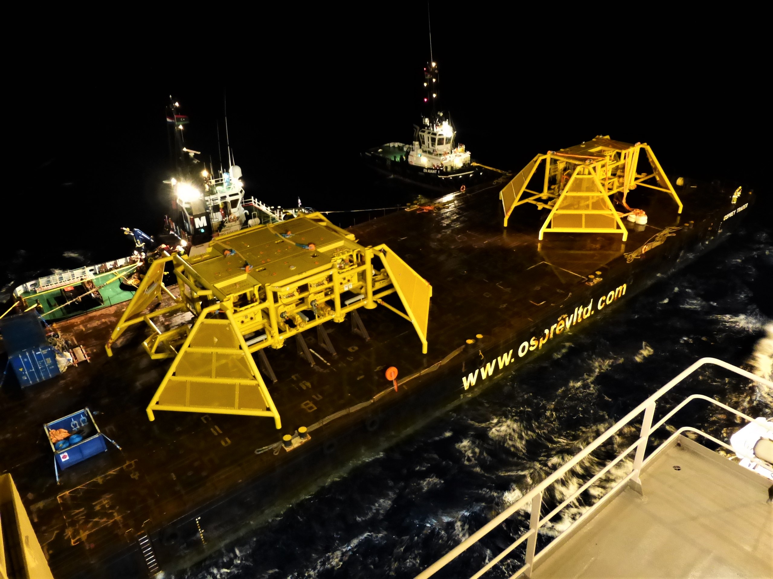 Subsea oil and gas image of Osprey Group barge with subsea equipment on it